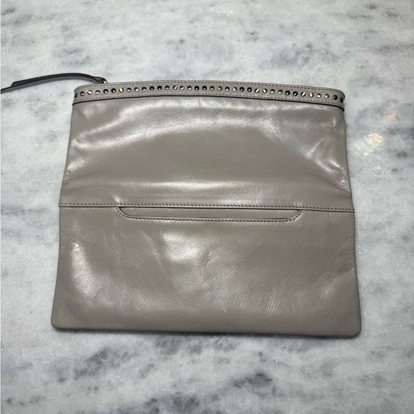 HOBO Gray Leather Wristlet with Stud Accents